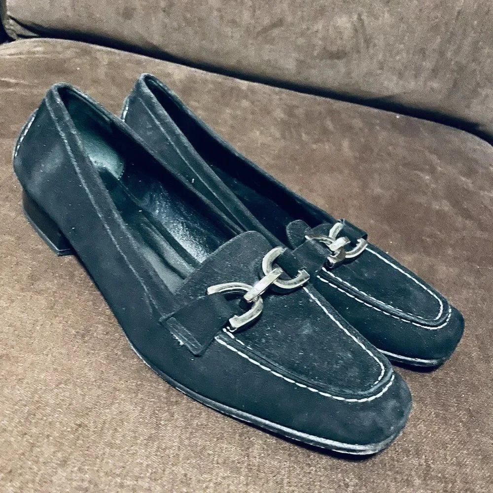 Excellent Claudia Ciutti Womens Horse Bit Loafers Driving shoes 9.5 US Blk Suede